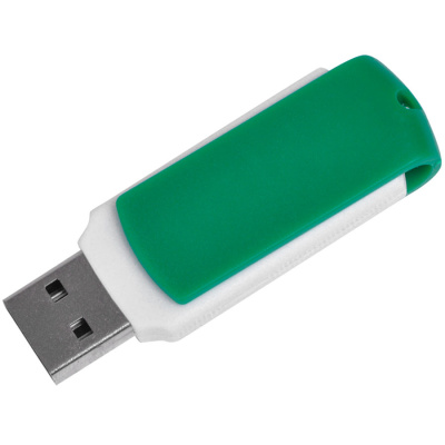 USB flash-карта "Easy" (8Гб),белая с зеленым, 5,7х1,9х1см,пластик