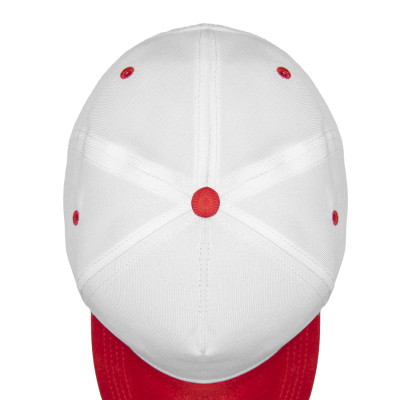 Бейсболка "Joker", 5 клиньев,  застежка на липучке; белый/красный; 100% п/э; плотность 140 г/м2