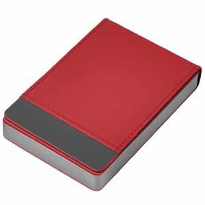Визитница "Вертикаль"; красный; 9,5х6,4х1,7 см; иск. кожа, металл