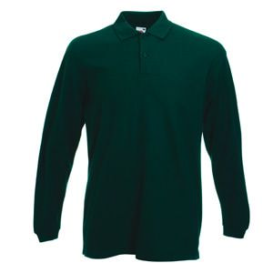 Поло "Long Sleeve Polo", темно-зеленый_XL, 100% х/б, 180 г/м2
