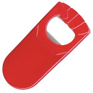 Открывалка  "Кулачок" красная, 9,5х4,5х1,2 см;  фростированный пластик/ тампопечать