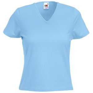 Футболка "Lady-Fit V-Neck T", небесно-голубой_XS, 95% х/б, 5% эластан, 210 г/м2