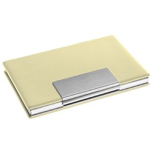 Визитница (30 визиток); кремовый; 9,6х6,5х1,3 см; металл, текстиль
