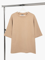 Футболка оверсайз унисекс Kosmos 2.0, бежевая Футболка оверсайз унисекс Kosmos 2.0, бежевая