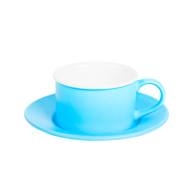 Чайная пара ICE CREAM, голубой с белым кантом, 200 мл, фарфор