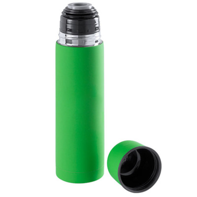 Термос вакуумный "Flask",сталь с покрытием софт тач, зеленый, 500 мл.
