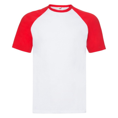 Футболка "Short Sleeve Baseball T", белый с красным_L, 100% х/б, 160 г/м2