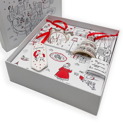 Подарочный набор елочных игрушек из керамики по индивидуальному дизайну