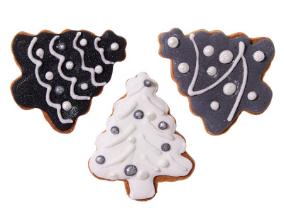 Набор новогодних имбирных печений в форме елочки Набор новогодних имбирных печений в форме елочки