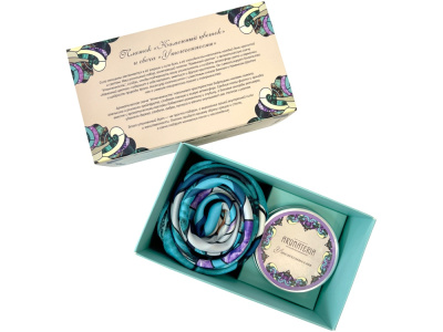 Набор: платок Гжель и свеча Птица счастья