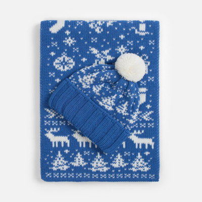 Шапка Holidale, синяя с молочным Шапка Holidale, синяя с молочным