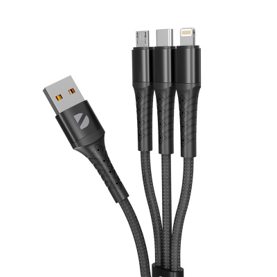 Дата-кабель Armor 3 в 1: micro USB, USB-C, Ligthning, 1.2м