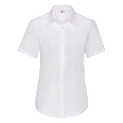 Рубашка "Lady-Fit Short Sleeve Oxford Shirt", белый_XS, 70% х/б, 30% п/э, 130 г/м2