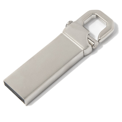 USB flash-карта CARABINE (8Гб), серебристая, 4,8х1,5х0,5 см, металл