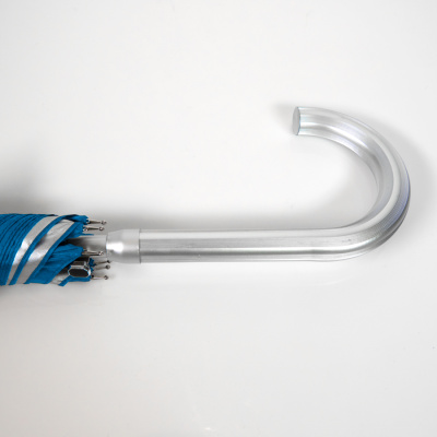Зонт-трость с пластиковой ручкой  "под алюминий" "Silver", полуавтомат; синий с серебром; D=103 см;