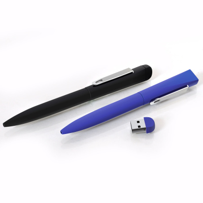 IQ, ручка с флешкой, 8 GB, синий/хром, металл