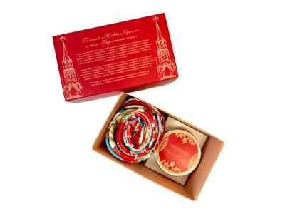 Набор: платок Гжель и свеча Птица счастья