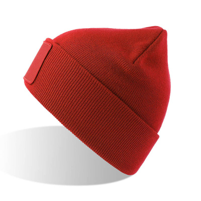 Шапка вязаная  двойная Wind-S, с отворотом и патчем, темно-серый, 100% переработанный полиэстер