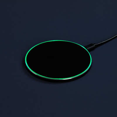 Беспроводное зарядное устройство с подсветкой Lightcore, черное