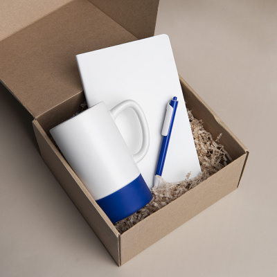 Набор подарочный ARTKITS: ежедневник, ручка, кружка с цветным дном, стружка, коробка, синий