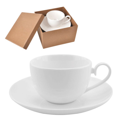 Чайная пара  "Классика" в подарочной упаковке; 16,5х16,5х11см,190мл; фарфор; деколь