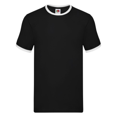 Футболка "Ringer T", черный с белым_2XL, 100% хлопок 165 г/м2
