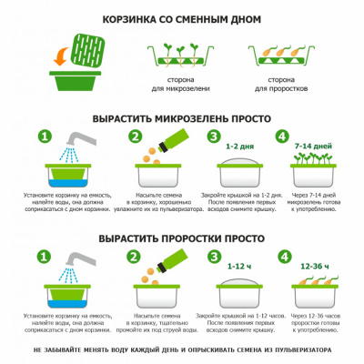 Подарочный набор для проращивания микрозелени: проращиватель, семена руколы