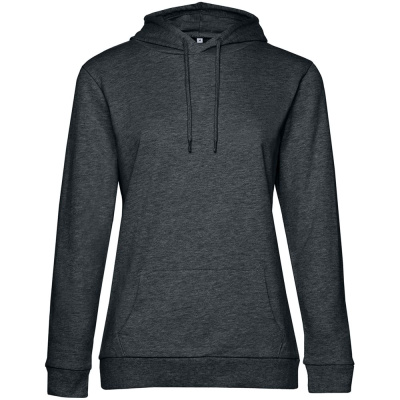 Толстовка с капюшоном женская Hoodie, серый меланж (антрацит), размер XL