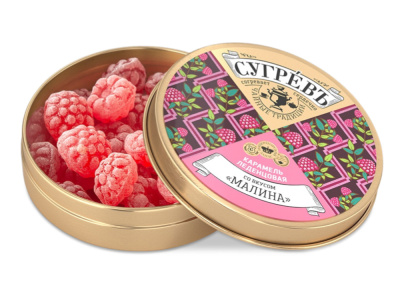 Карамель леденцовая со вкусом малины в банке