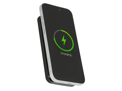 Магнитный беспроводной внешний аккумулятор со встроенными кабелями Мэни, 10000 мАч