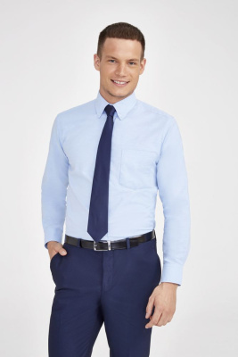 Рубашка мужская с длинным рукавом Boston голубая, размер S