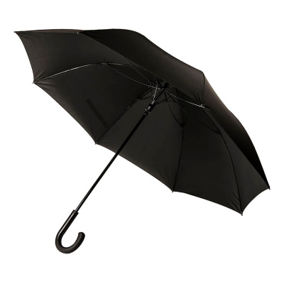 Зонт-трость CAMBRIDGE с ручкой soft-touch чёрный, полуавтомат, 100% полиэстер, пластик