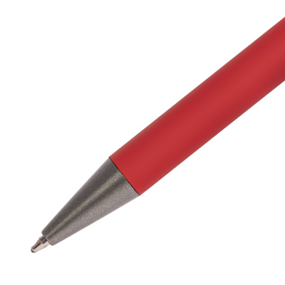 Ручка шариковая FACTOR, красный/темно-серый, металл, пластик, софт-покрытие