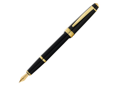 Ручка перьевая Bailey Ligh Polished Black Resin and Gold Tone, перо F