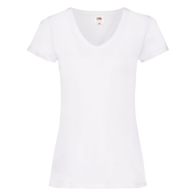 Футболка "Lady-Fit V-Neck T", белый_L, 95% х/б, 5% эластан, 200 г/м2