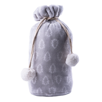 Плед новогодний  "Ёлка" в подарочном мешке; серый; 130х150 см; фланель 220 гр/м2