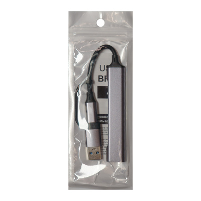 USB-хаб BRANCH 4 в 1, серый, алюминий