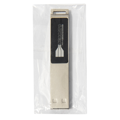 USB flash-карта LED с белой подсветкой (8Гб), серебристая, 6,6х1,2х0,45 см, металл