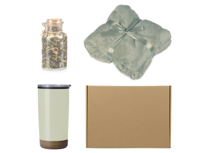 Подарочный набор с пледом, термокружкой и чаем