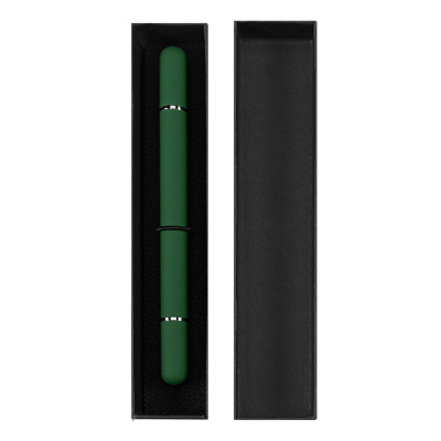 Ручка шариковая + карандаш вечный 2 в 1 soft, зеленый, металл, софт-покрытие, в футляре