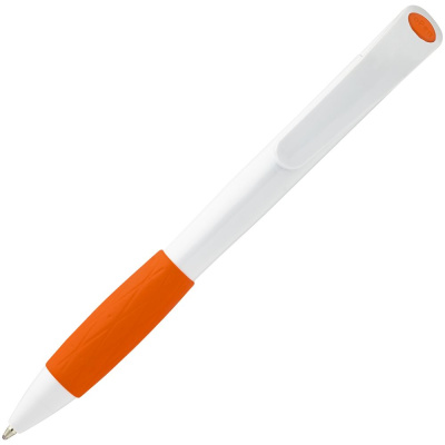 Ручка шариковая Grip, белая с оранжевым
