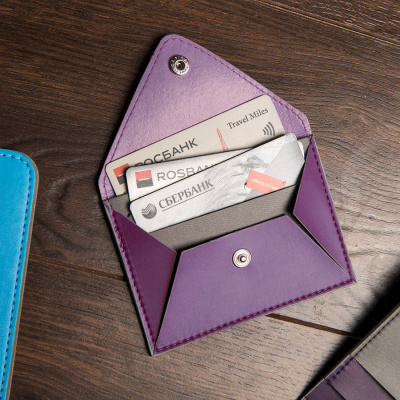 Холдер для карт "Sincerity", 7*11,5 см, PU, фиолетовый с серым