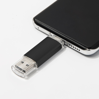 USB flash-карта ASSORTI OTG Type-C (8Гб), черная, 6,3х1,7х0,8 см, металл