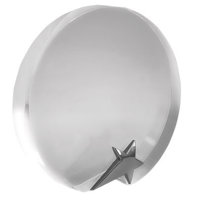 Стела наградная  "Круг"; 12,7х3х12,3 см; стекло, металл