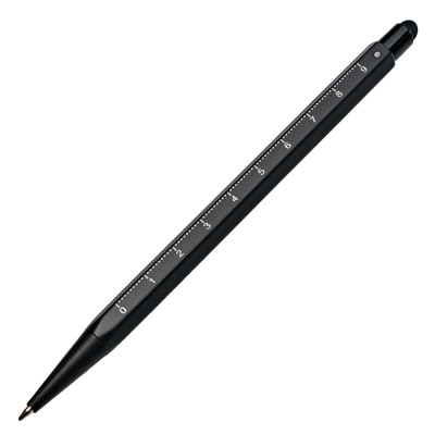 Ручка шариковая MASTER со стилусом и линейкой, черный, металл, цвет чернил синий