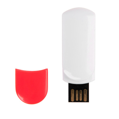 USB flash-карта "Alma" (8Гб),белый с красным, 6х2х1,5см,пластик