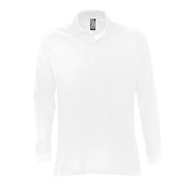 Рубашка поло мужская с длинным рукавом STAR, белый_XXL, 100% х/б, 170г/м2