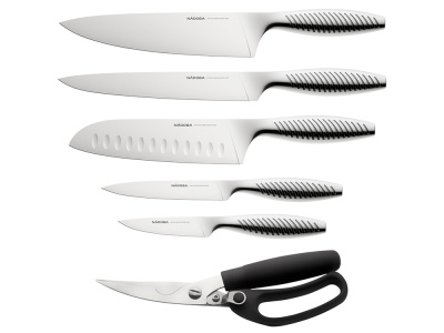 Набор из 5 кухонных ножей, ножниц и блока для ножей VERA