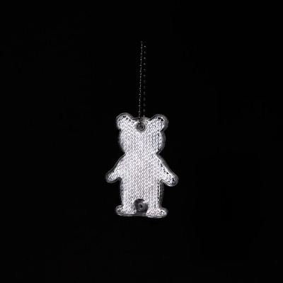 Пешеходный светоотражатель с цепочкой «Мишка», белый