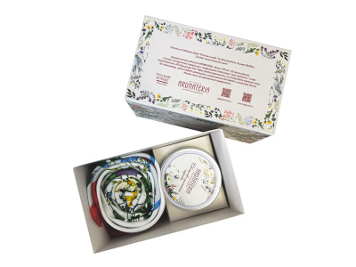 Набор: платок Гжель и свеча Птица счастья